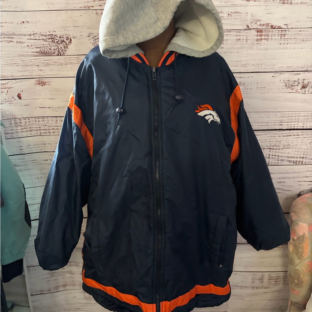 Vintage 90s Denver Broncos Starter Pro Player With Fleece Hood XL